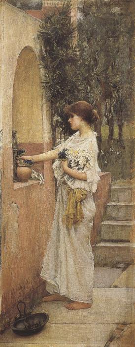 johnwilliam waterhouse,R.A. A Roman Offering (mk37) china oil painting image